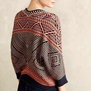 Anthropologie Moth Aztec Cotton Cropped Cardigan